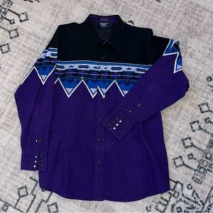 Vintage Brooks and Dunn Panhandle Slim Pearl Snap XL AZTEC